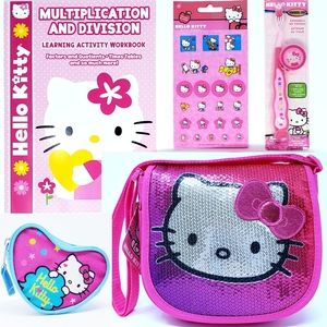 Hello Kitty Purse, Bag, Toothbrush, Book, Stickers
